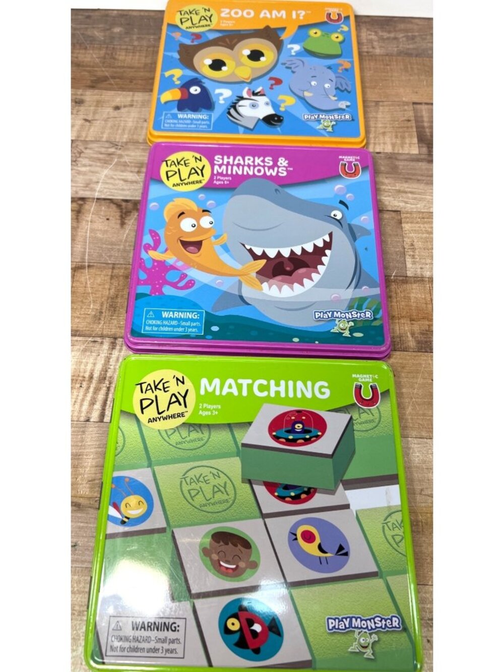 Take N Play Anywhere Magnetic Game Set In Tin Boxes Zoo Am I? Sharks & Minnows M